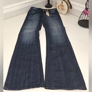 Studio 5 Dark Wash Boot Cut Bejeweled Back Pockets Jeans Sz 27x33 NWT